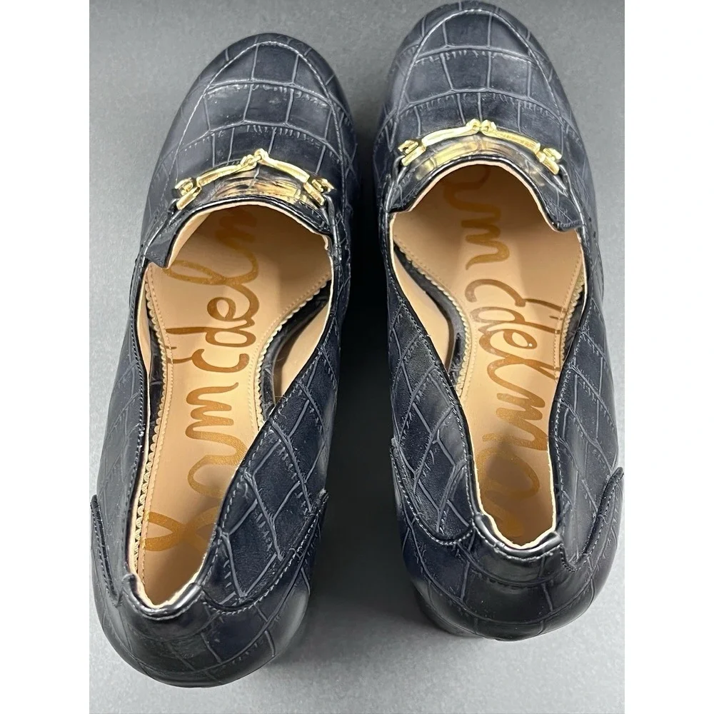 Sam Edelman Womens Size 8M Aretha Black Leather‎ Loafer Platform Heels Y2K Goth